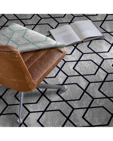 Tapis décoratif en coton en impression digital gris 120x170