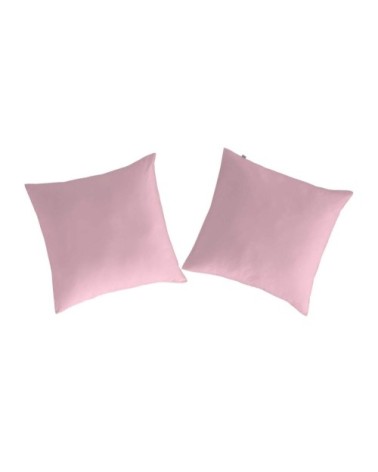 2 taies d'oreiller en coton rose 65x65