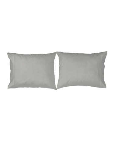 2 taies d'oreiller en coton gris 50x75