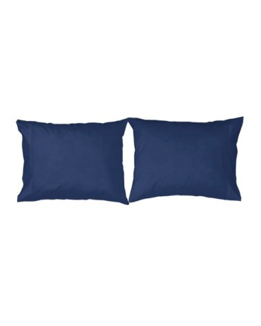 2 taies d'oreiller en coton bleu marine 50x75