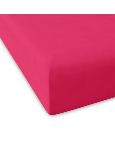 Drap housse en coton fuchsia 140x200