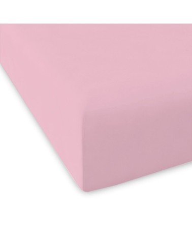 Drap housse en coton rose 140x200