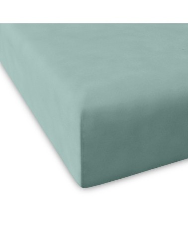 Drap housse en coton vert 140x200