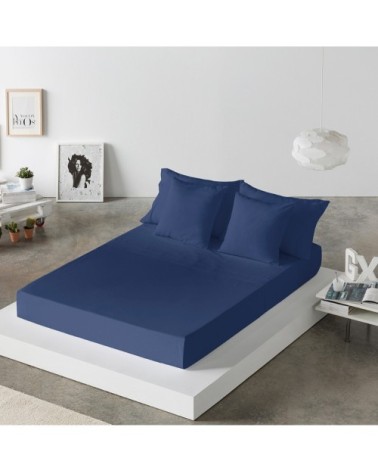 Drap de lit en coton bleu marine 250x280