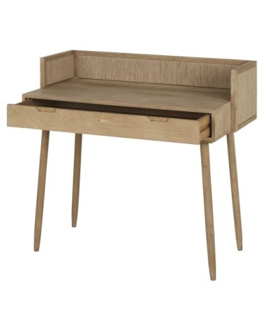 Bureau 1 tiroir en bois de manguier et fibre de sisal