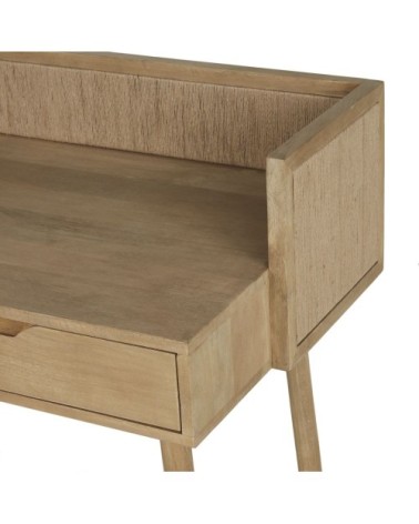 Bureau 1 tiroir en bois de manguier et fibre de sisal