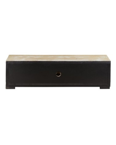 Meuble TV 2 portes en pin recyclé blanchi