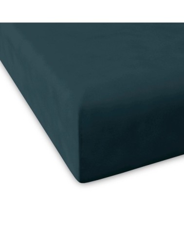 Drap housse en coton pétrole 90x200