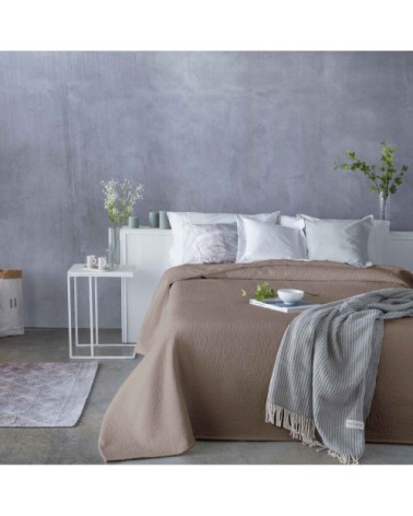 Couvre lit en coton marron 230x270