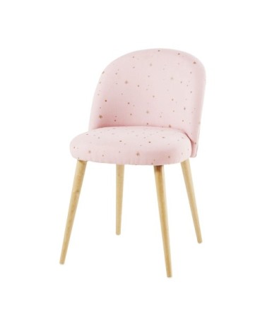 Chaise vintage rose motifs étoiles dorées