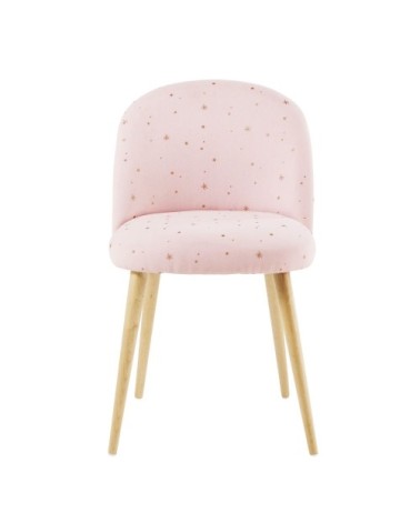 Chaise vintage rose motifs étoiles dorées