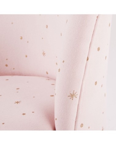 Chaise vintage rose motifs étoiles dorées