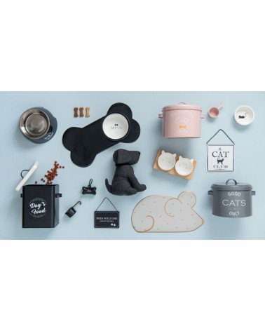 Boîte à croquettes en métal noir et blanc imprimé 19x24