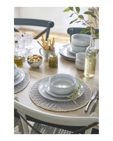 Assiette à dessert en grès gris clair