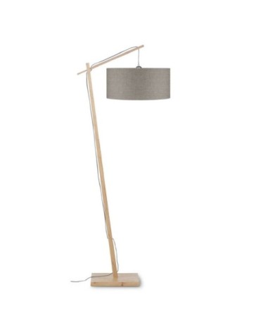 Lampadaire bambou et lin naturel gris H176cm