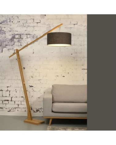 Lampadaire bambou/lin gris H207cm