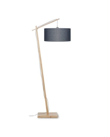 Lampadaire bambou et lin naturel gris H176cm