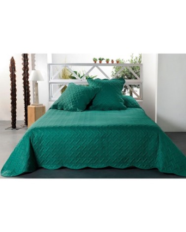 Jeté de lit aux formes géométriques surpiquées polyester vert 250x230