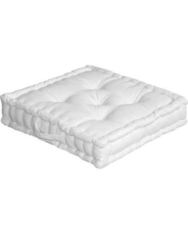 Coussin de sol uni en pur coton blanc 50 x 50