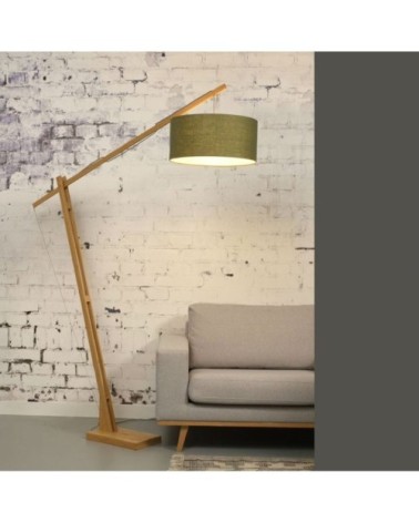 Lampadaire bambou/lin vert H207cm