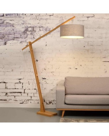 Lampadaire bambou/lin gris clair H207cm