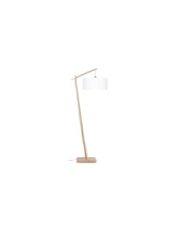 Lampadaire bambou et lin naturel blanc H176cm