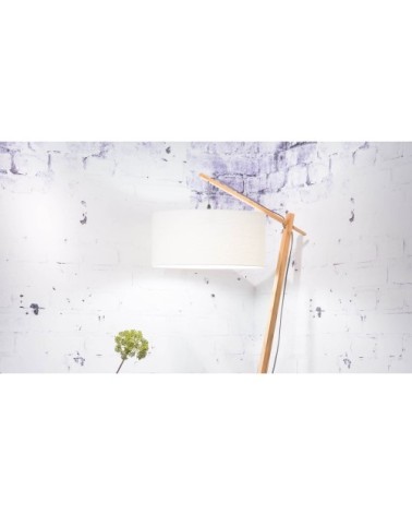 Lampadaire bambou et lin naturel blanc H176cm