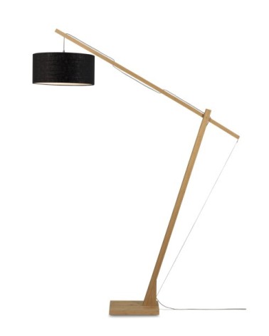 Lampadaire bambou/lin noir H207cm