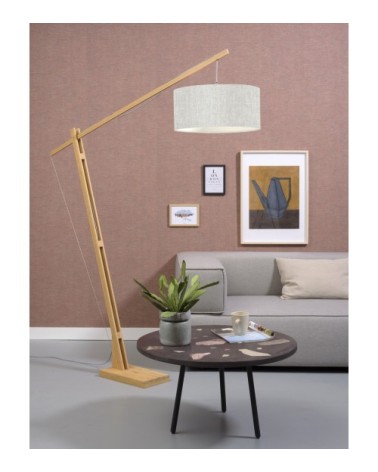 Lampadaire bambou/lin gris H207cm