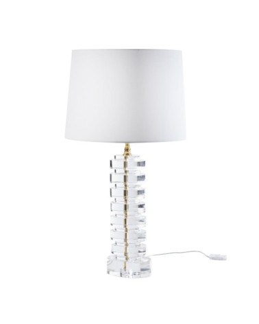 Lampe en cristal et abat-jour blanc