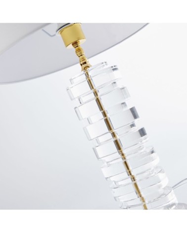Lampe en cristal et abat-jour blanc