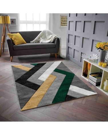 Tapis moderne motif graphique vert - 120x160