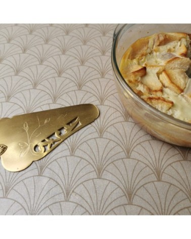 Nappe enduite ronde 160 x 160 cm Champagne nacré