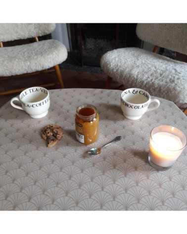 Nappe enduite ronde 160 x 160 cm Champagne nacré