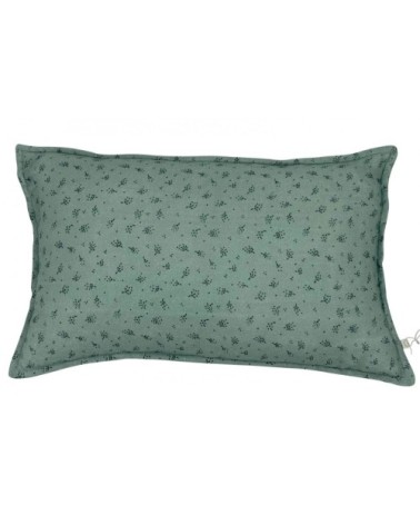 Housse de coussin en gaze de coton bio à motifs vert 30x50