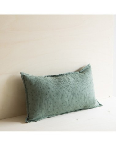 Housse de coussin en gaze de coton bio à motifs vert 30x50