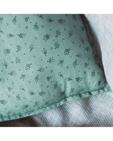 Housse de coussin en gaze de coton bio à motifs vert 30x50