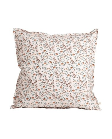 Coussin en coton imprimé fleuri rose 50x50