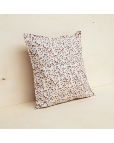 Coussin en coton imprimé fleuri rose 50x50