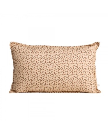 Housse de coussin en lin lavé impimé léopard beige 30x50