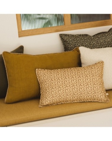 Housse de coussin en lin lavé impimé léopard beige 30x50