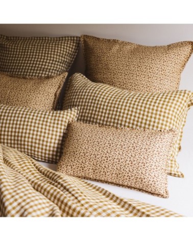 Housse de coussin en lin lavé impimé léopard beige 30x50