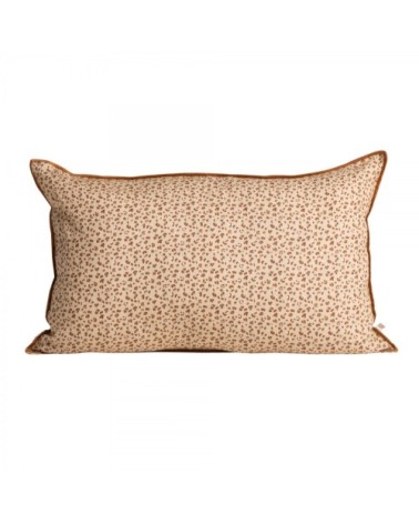 Housse de coussin en lin lavé imprimé léopard beige 40x65