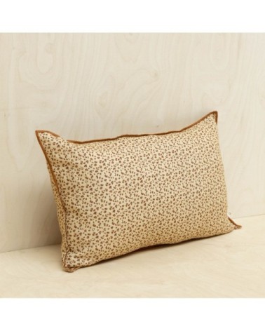 Housse de coussin en lin lavé imprimé léopard beige 40x65