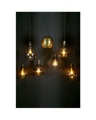 Suspension en laiton et verre vintage marron