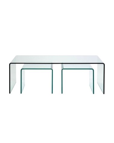 3 tables basses en verre