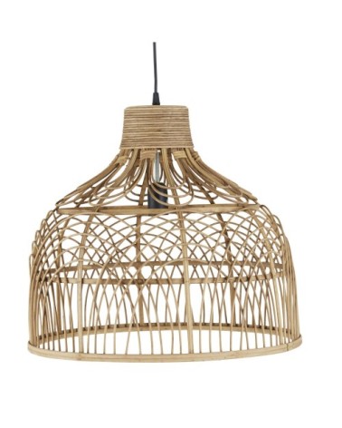 Suspension en rotin tressé et métal noir