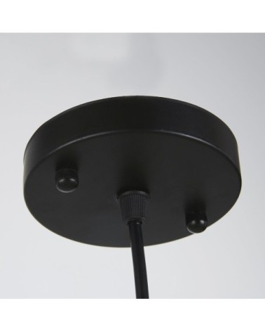 Suspension en rotin tressé et métal noir