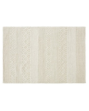 Tapis en laine et coton écrus nuds en relief 160x230