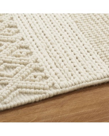 Tapis en laine et coton écrus nuds en relief 160x230